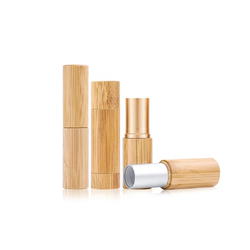 Wholesale Custom Empty 2.8g/3.8g/4.2g Natural Wood Bamboo Cosmetic Lip Gloss Balm Chap Stick Lipstick Tubes