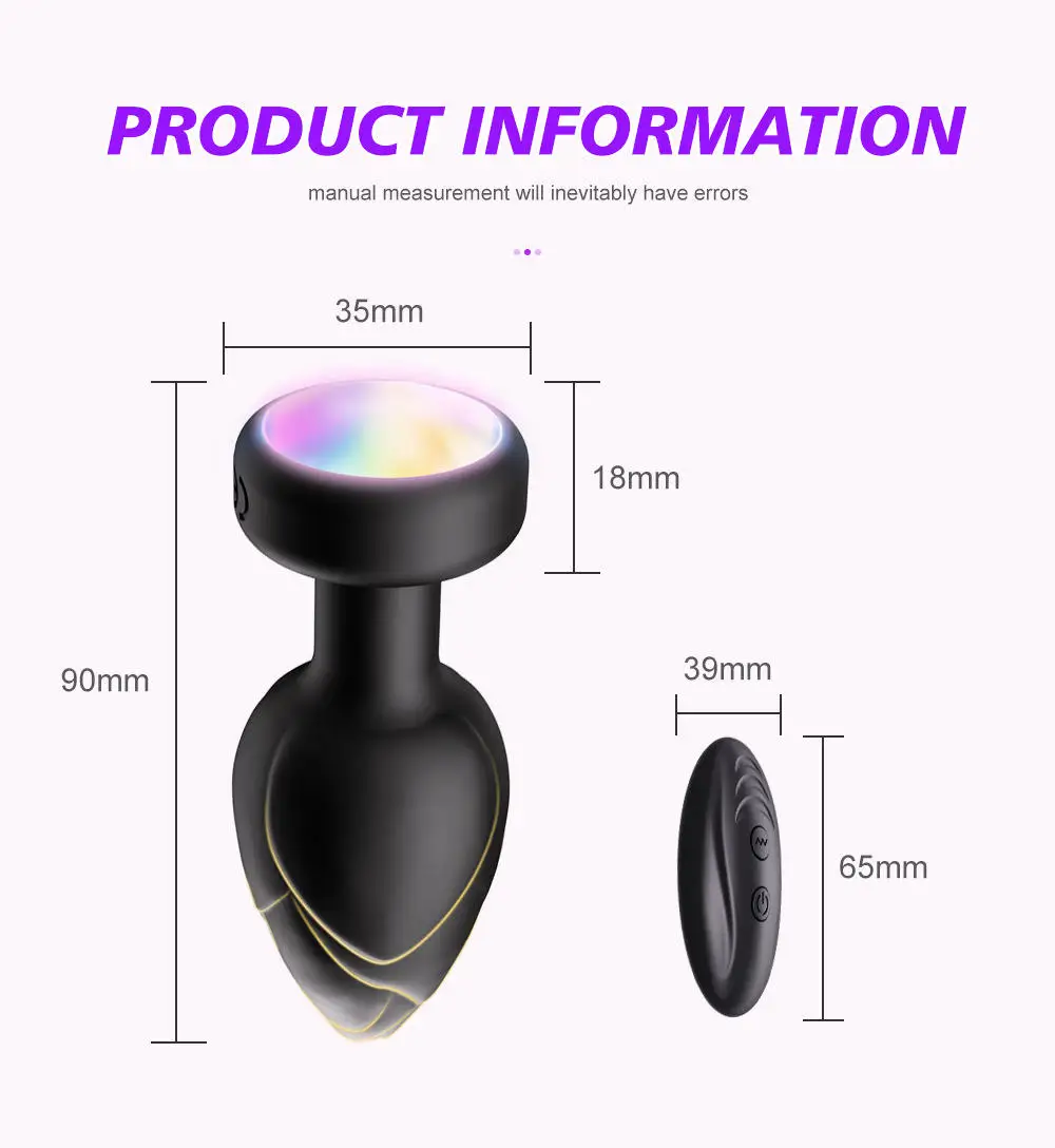 Remote Control USB LED Light Flashing Silicone Anal Butt Plug Vibrator for Women Female Masturbation Sex Toys Adult Goods