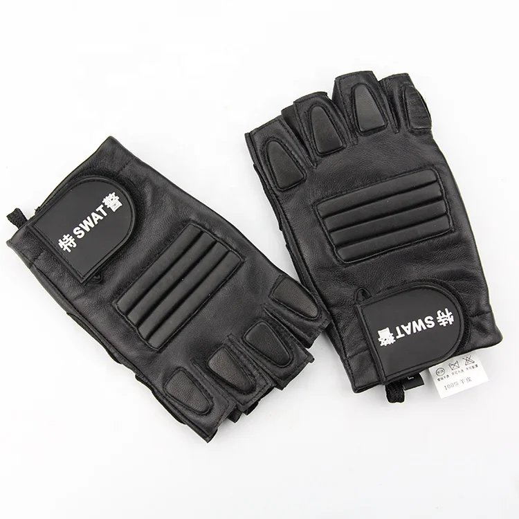 
Genuine leather Man Tactical half finger Gloves Army Sport Riding Hunting outdoor Senior military sheepskin Fiting Gloves 