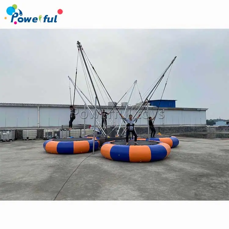 4 Station Bungee Jumping Trampoline Outdoor Amusement Park Inflatable Sport Games Bungee Trampoline