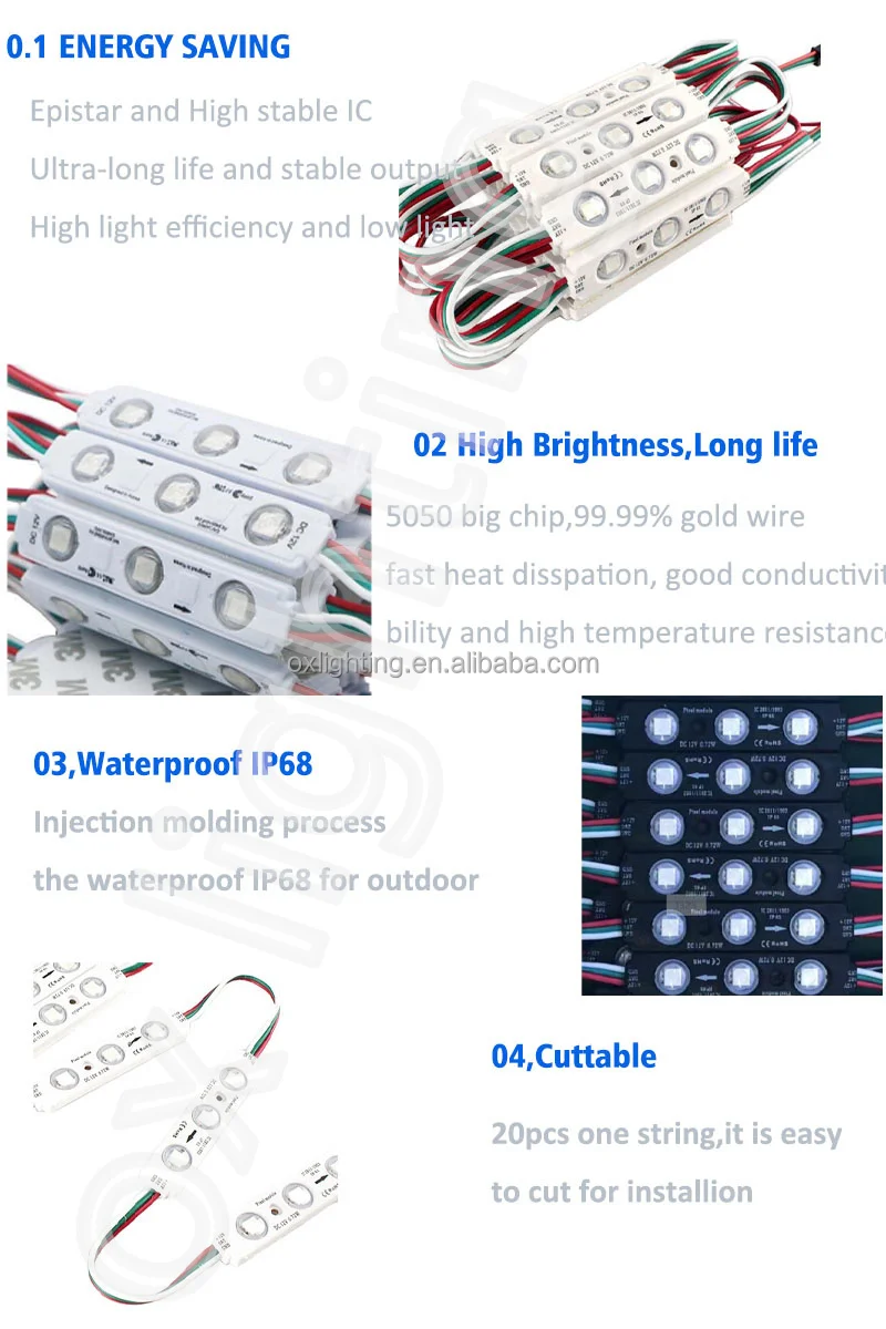12V 5050  Smart waterproof Injection RGB Pixel WS2811 led pixel module Point Light for letter sign