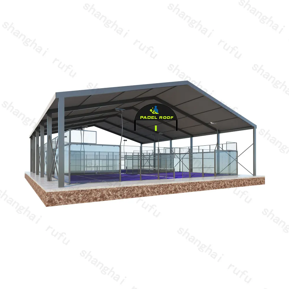 Hot Sale Competitive Price Panoramic Padel Tennis Courts Customized Color Black Tennis Platform Court with Roof