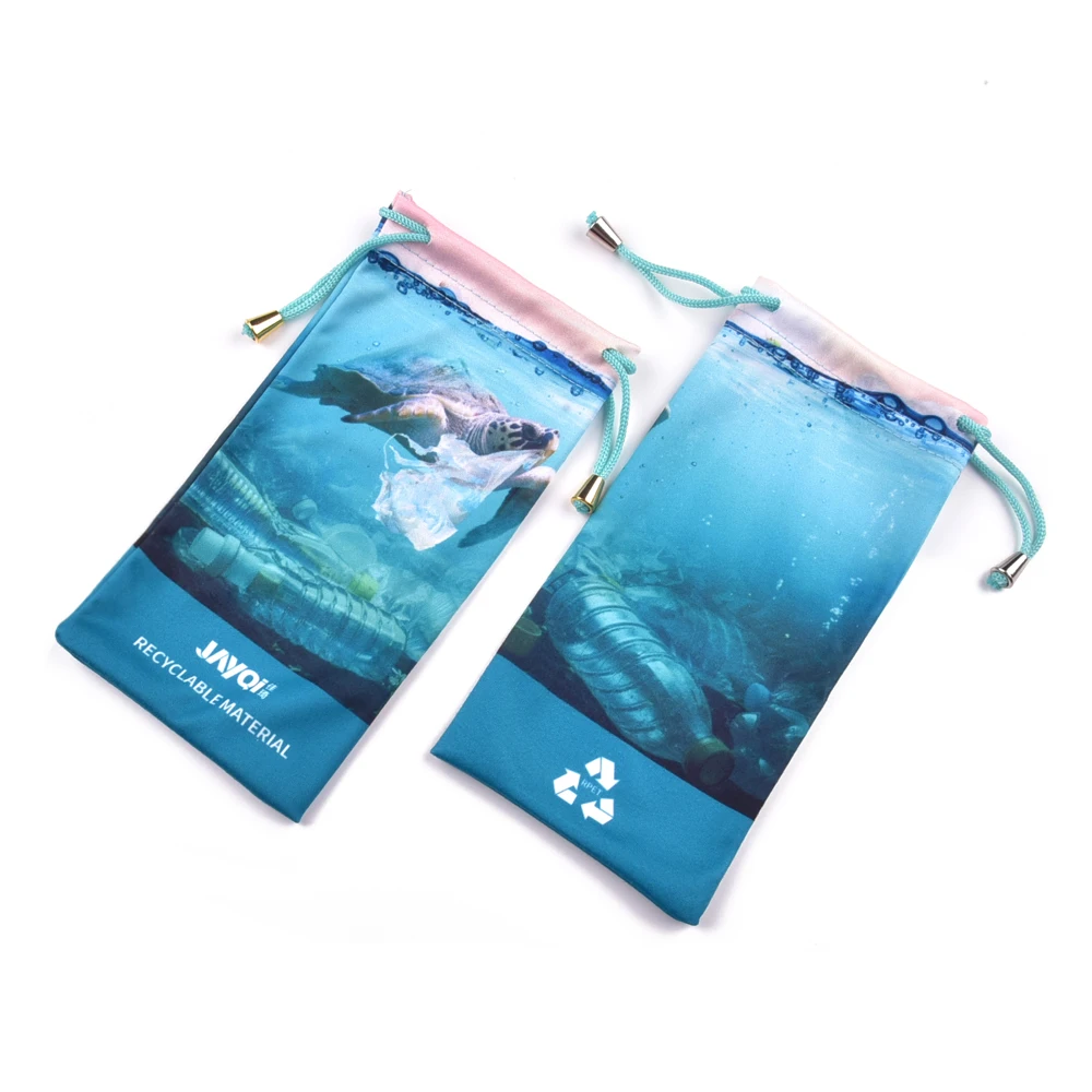 JAYQI Custom High Quality Microfiber RPET Soft Cases Pouch Bag With Clean Cloth For Sun Glasses Sunglasses Eyeglasses