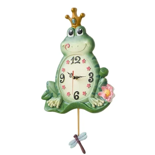 Frog wall clock with dragonfly pendulum Wall clock with pendulum