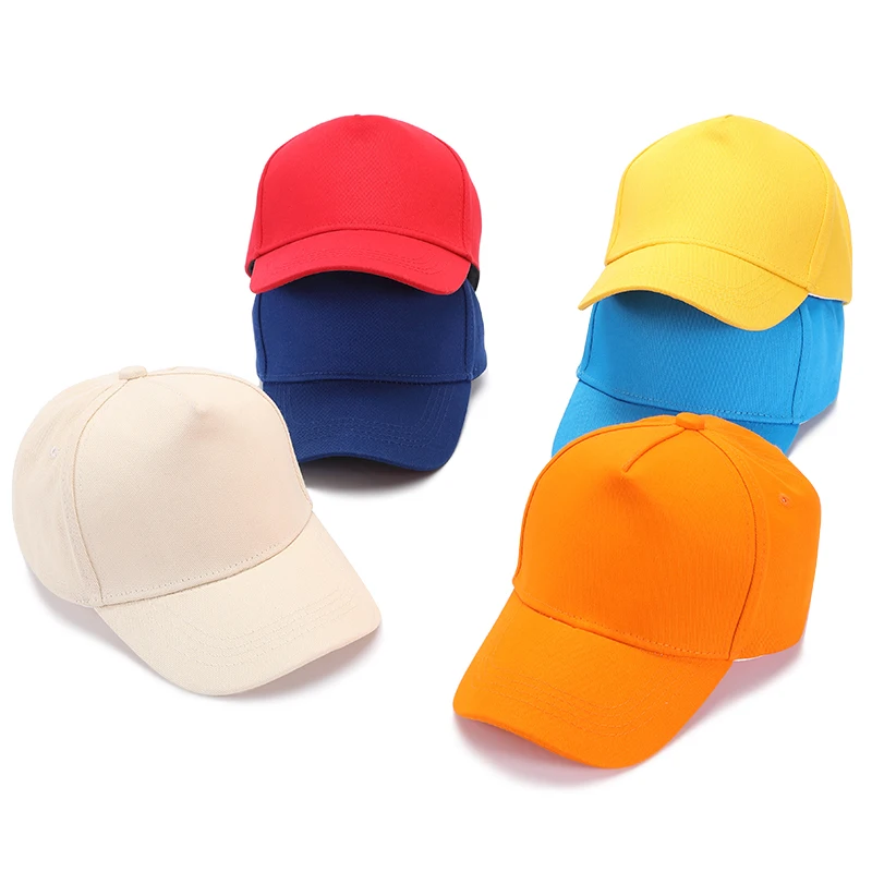 wholesale plain color solid cotton children 5 panel hat baseball cap kid construction hat embroidery letter or logo