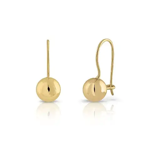 9K SOLID GOLD Fashion Earrings (Available 10k-14k-18k) Ball 6 mm Women Children Kids Ear Clip Screw Back Made in Spain