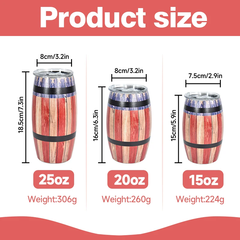 AGH Hot Selling Custom logo Stainless Steel Beer Barrel Cup with Lid and Straw Drinkware Souvenir Tumbler Bar Accessories Mugs