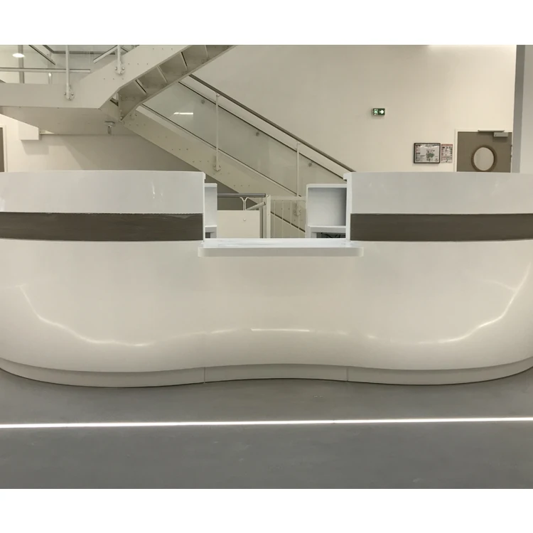 Customized Artificial Stone Large Office Gym Fitness Center Reception Area Desk for Sale