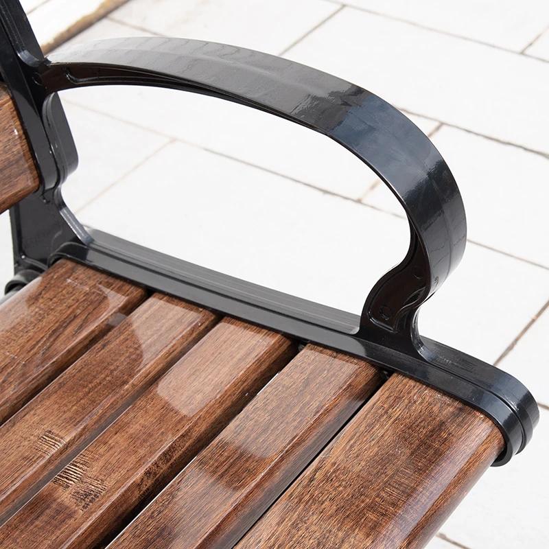 Simple Style Outdoor Garden Bench Park Courtyard Patio Porch Chair Cast Aluminum Plastic-Wood Love Seat