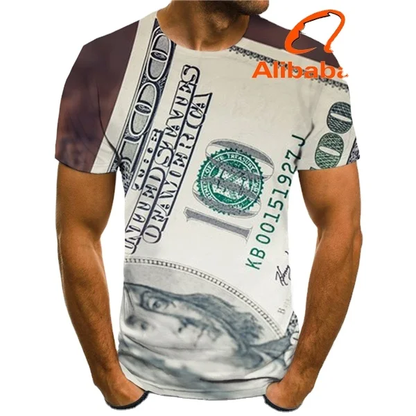 Big Size Brand Dollar T Shirt Men Money Tshirt Printed Harajuku Anime Clothes Short Sleeve Punk Rock Cool Streetwear