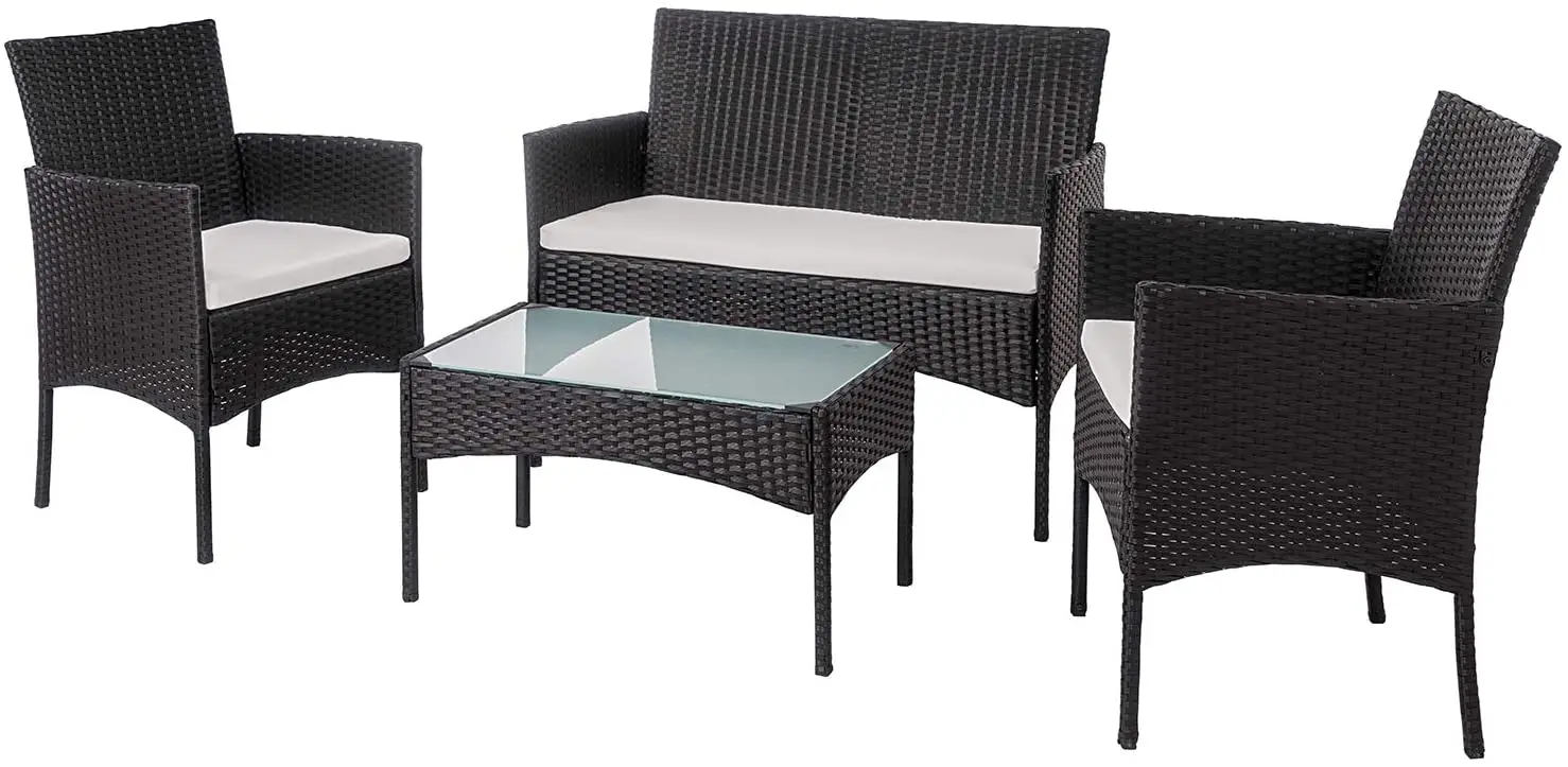 Cheap 4 Pieces Wicker Rattan  Outdoor Furniture Sale Set Garden Rattan Patio Sofa Outdoor Rattan Furniture Factory Whole Sales