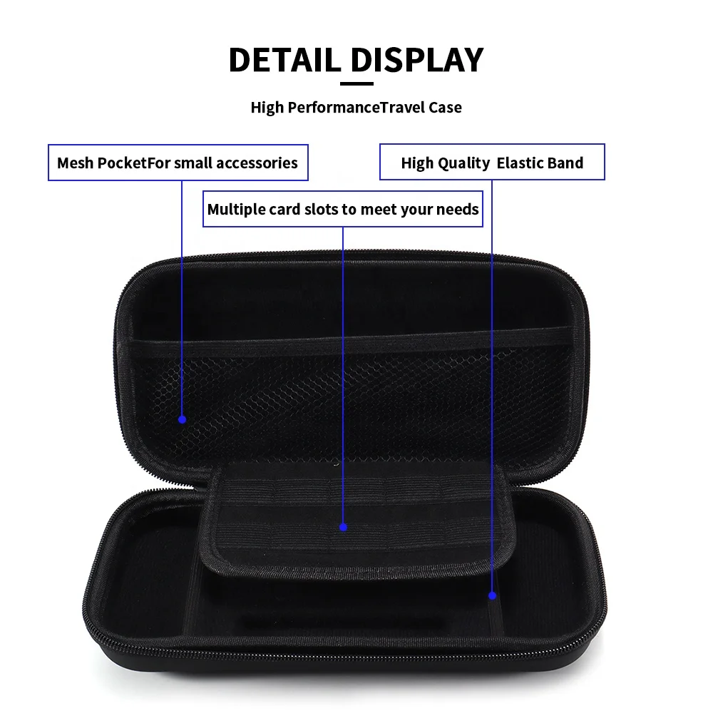 Wholesale eva case with zipper carrying game bag hard shell PU switch storage black game box portable pouch protection custom