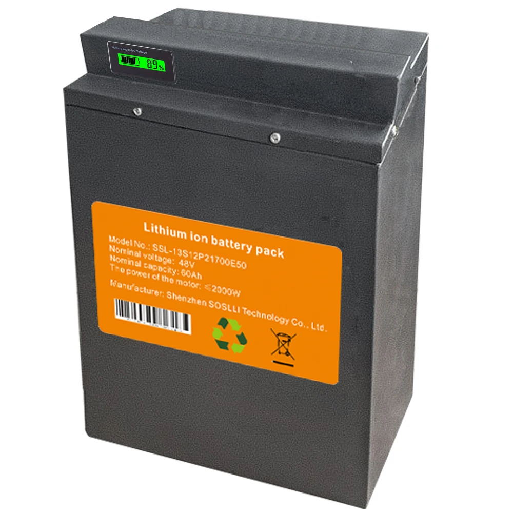 SOSLLI OEM 36V 48V 60V 72V 10Ah 20Ah 30Ah 40Ah 50Ah 55Ah 60Ah lithium ion battery pack for electric bicycle lithium  batteries