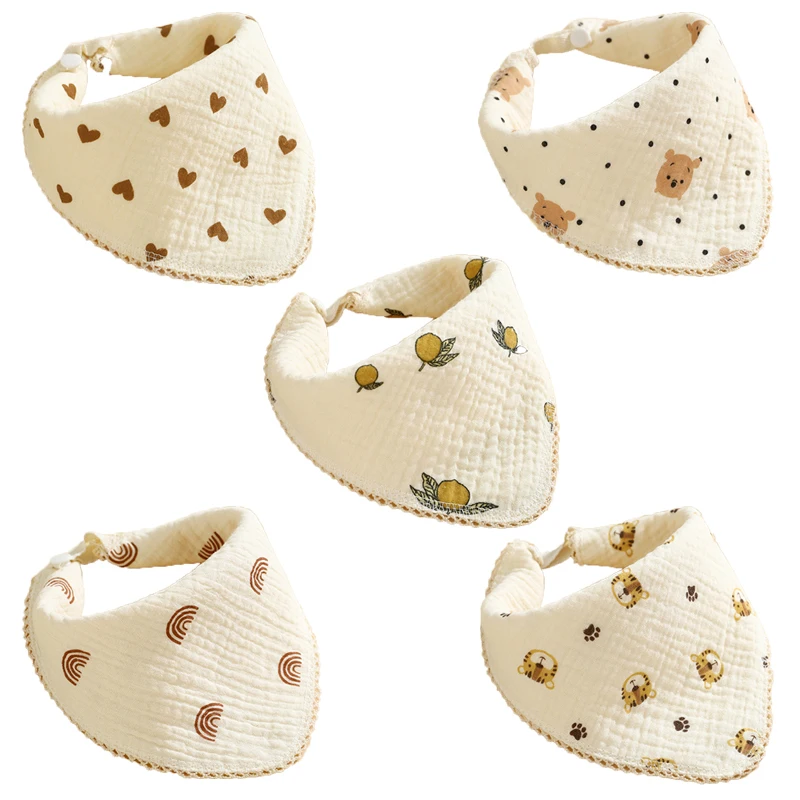 Newborn Drooling Bib Gauze Handkerchief Teether Bandana Bib 100% Organic Cotton Muslin Soft And Absorbent Baby Bib