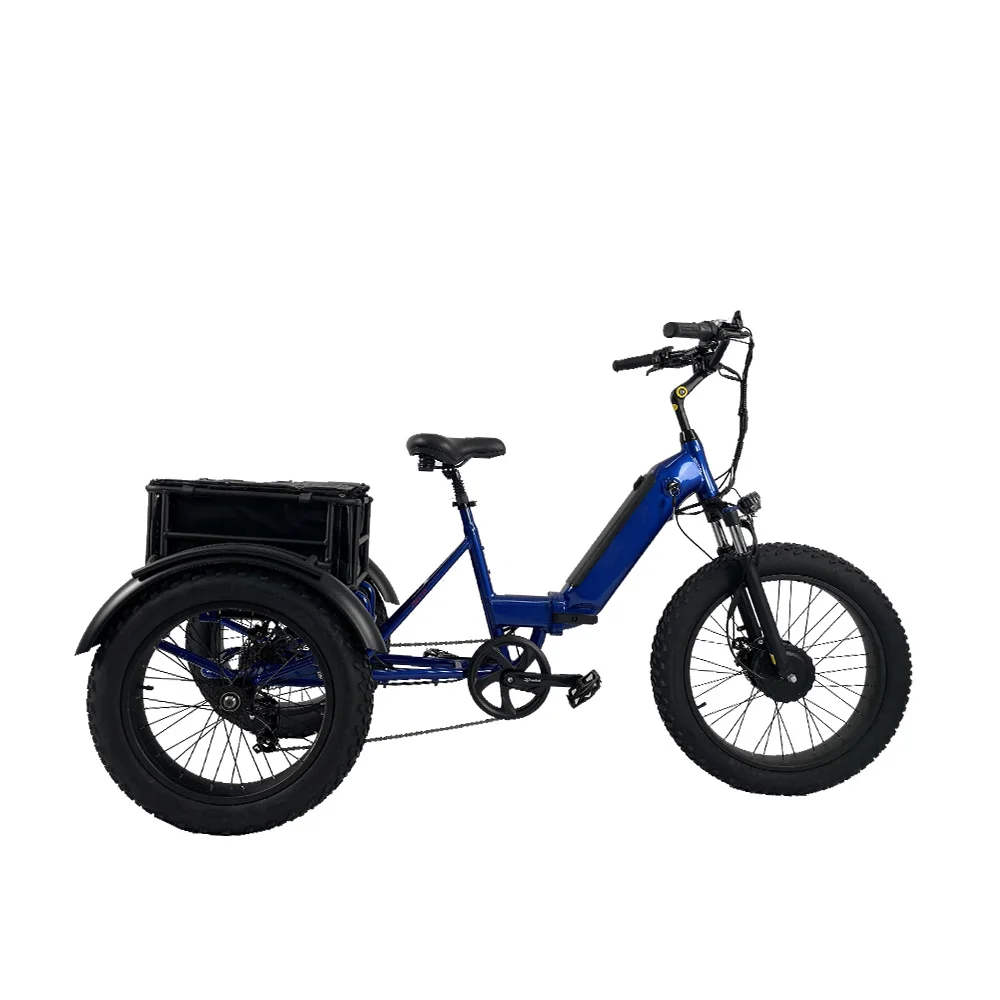 Aimos 36V/48V 250W/500W/1000W 3 Wheels Family Electric Bike folding Aluminum alloy frame electric Tricycle With Basket