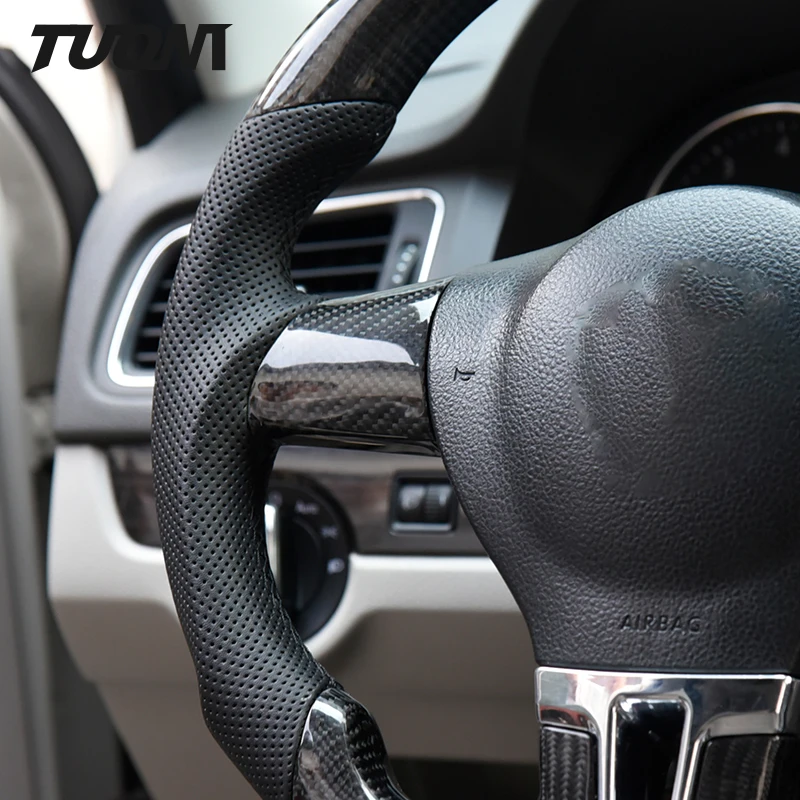 Оптовая продажа низкая цена пользовательское рулевое колесо golf mk5 ПЕРФОРИРОВАННОЕ кожаное в полоску из углеродного волокна для VW MK5