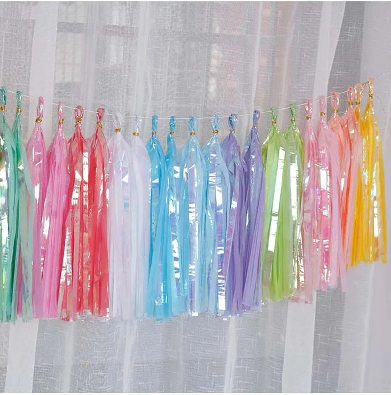 Factory hot selling DIY party favor  tissue paper tassel garland  aluminium film fringe garland for party decoration