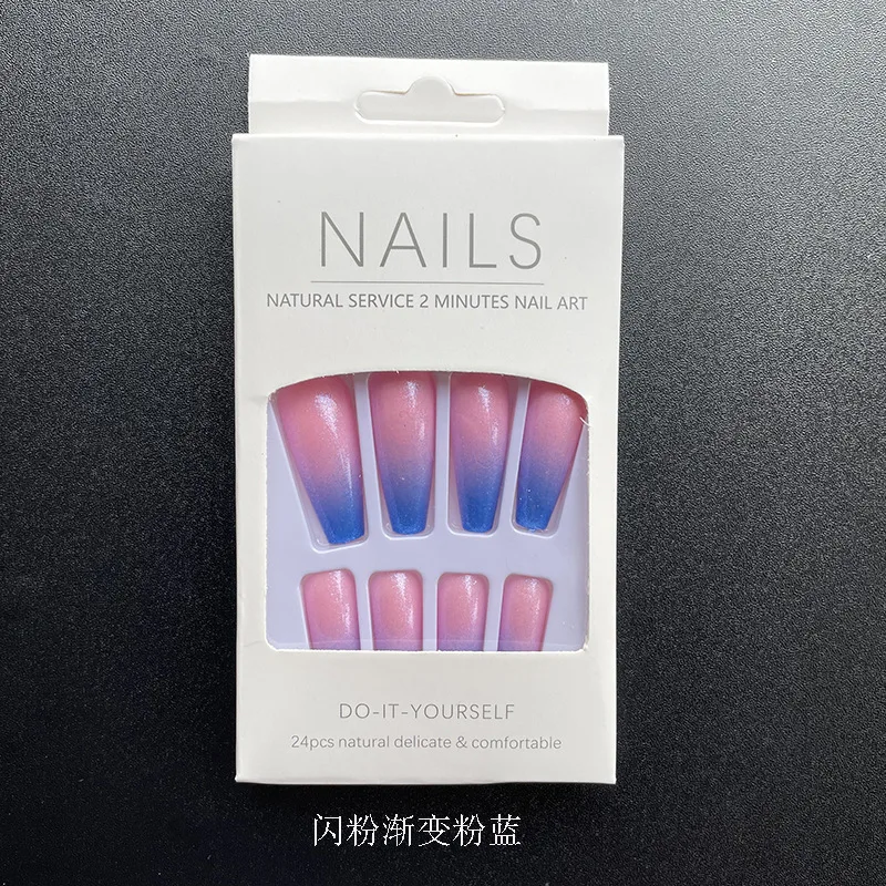 2022Adiyat  Hot Sale  Europe and the US style  long ballet nail gradient color long trapezoidal false nails press on nail