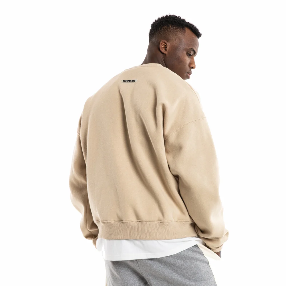 mens high quality drop shoulder vintage crewneck sweatshirt custom brand unisex oversized  heavyweight sweatshirts
