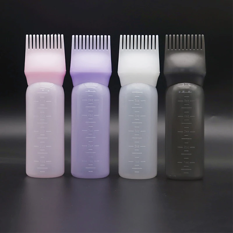 Wholesale production of 6oz disposable extrusion hair dye bottle with comb with scale