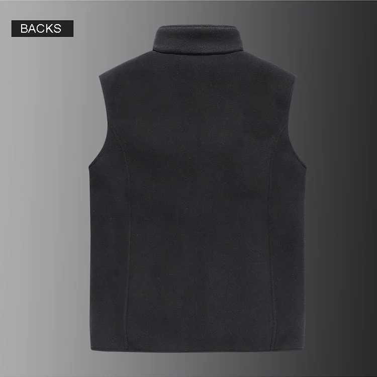 Autumn Blank Custom Logo Fleece Plain Oversized Sleeveless Warm Polyester Casual Black Vest For Men