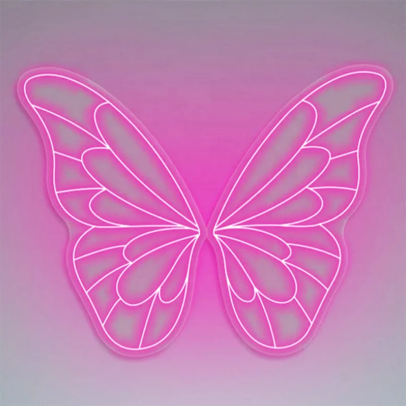 OUX Decoration Gift Neon Letters for Wall Butterfly Wing Neon Sign Wing Neon Light for Bar Party Business Decoration