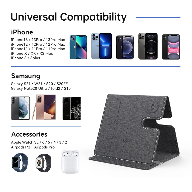 Trending products 2022 new arrivals  wireless charging stand  3 in 1 qi wireless charger stand for iphone