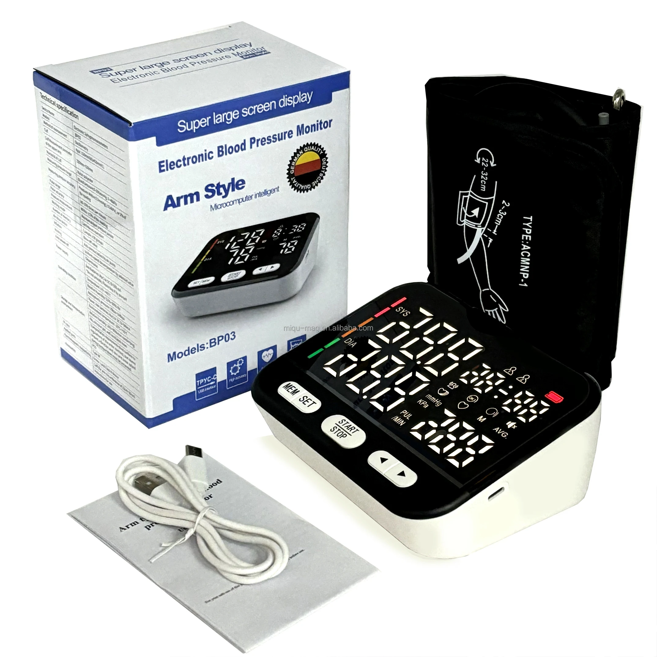 SZMIQU Factory Price Mercury Free Automatic Sphygmomanometer Upper Arm Pressure Gauge digital Blood Pressure Monitor