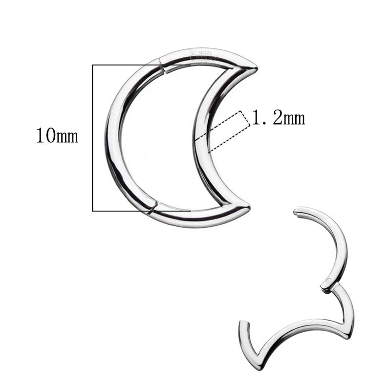 Eternal Metal 16G Crescent Clicker Moon Shape ASTM F136 Titanium Hinged Segment Ring Piercing jewelry