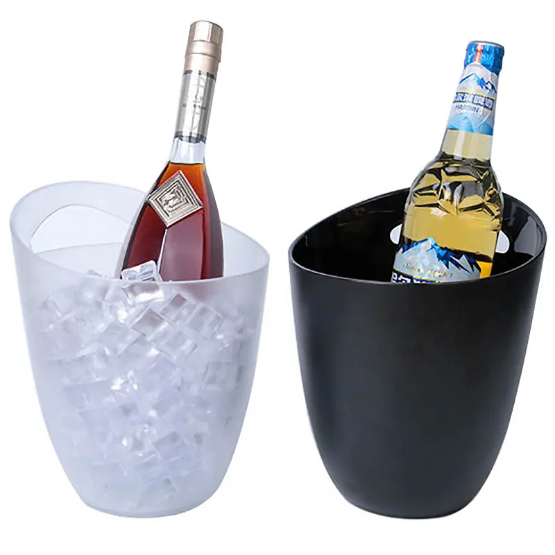 Factory In Stock Single Handle Wine Cooler Holder Ice Bucket 3L Sustainable Desktop Clear Plastic Champagne Ice Bucket