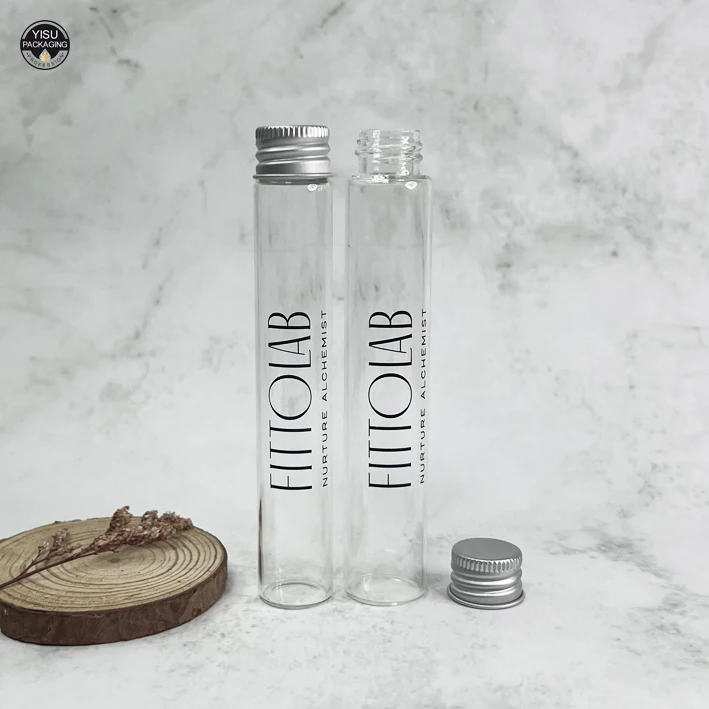 Custom Flat Bottom Borosilicate Glass Test Tube with Aluminum screw cap