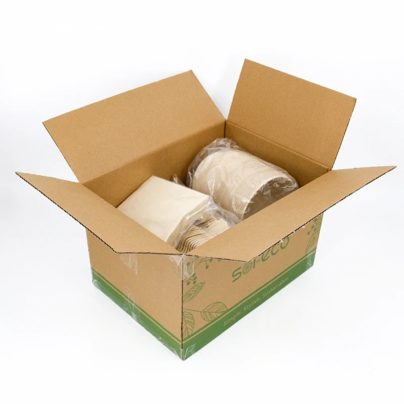 Disposable Biodegradable Compostable Sugarcane Bagasse Paper Plates And Bowls Cutlery Set Tableware For Wedding Party Picnics