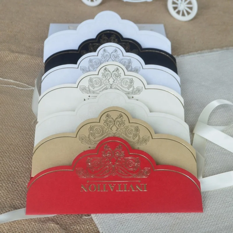 Luxury gold foil pocket indian wedding cards invitation