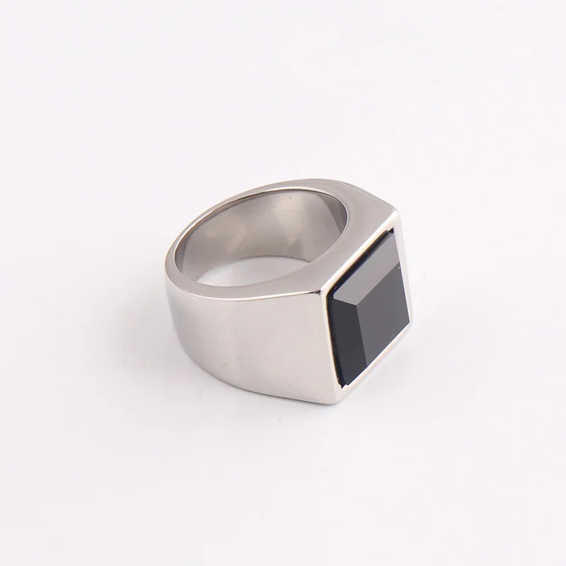 Dark Luxury 2022 new design stainless steel women ring IP Gold plated natural gem stone Men ring