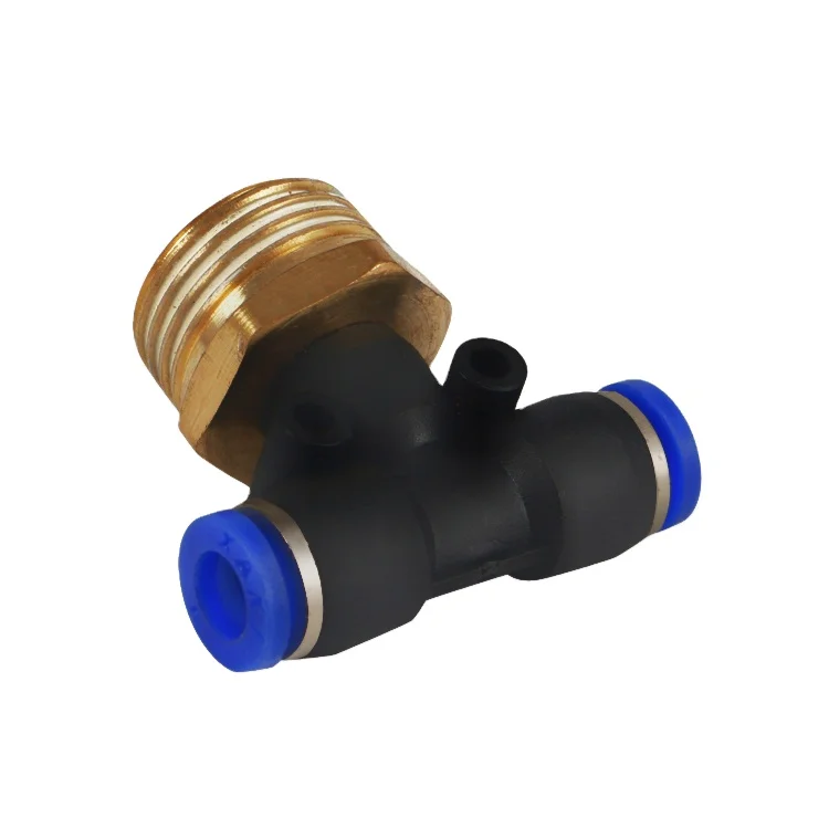 
XAKJ PB Male Tee T type Equal Shape 3 Way Threaded-to-tube Plastic Push to connect Pneumatic Fittings PU Tube Air Fittings 