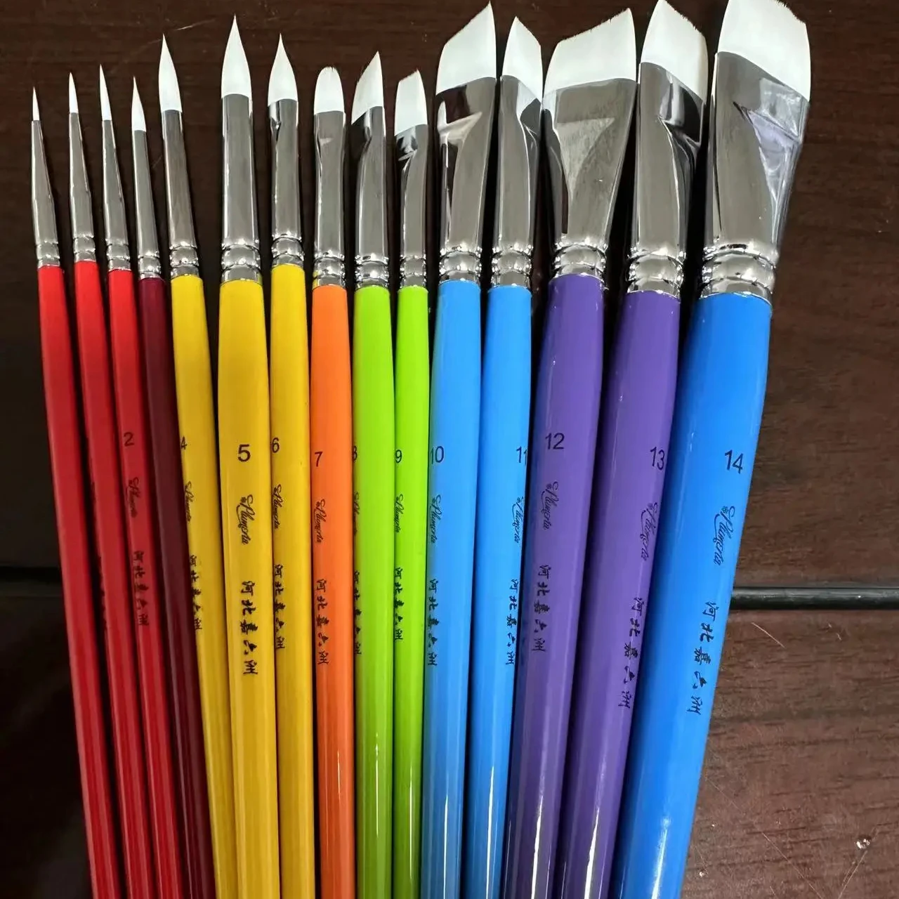 15 Pcs Nylon Hair Painting Brushes Wooden Handle Paint Brush Set With Box