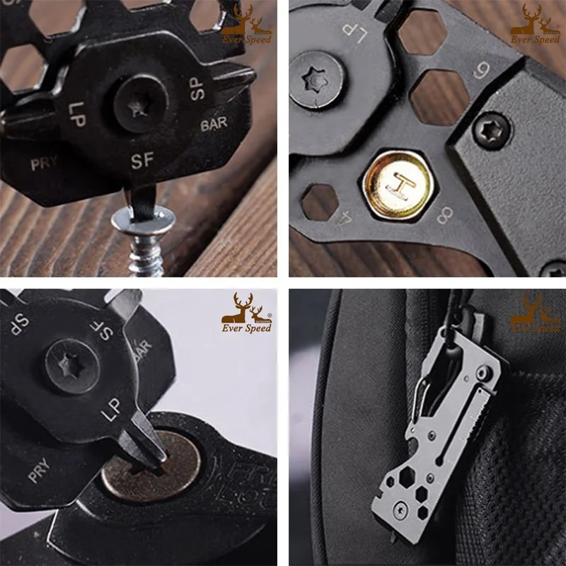 13 in 1 stainless steel 420 keychain multitools bike tools EDC compact pocket tools carabiner repair kit tools