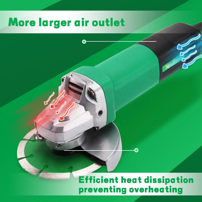 NewBeat Portable Industry Compact Cutting Surface Cord Grinder Machine Electrical 115mm Angle Grinder