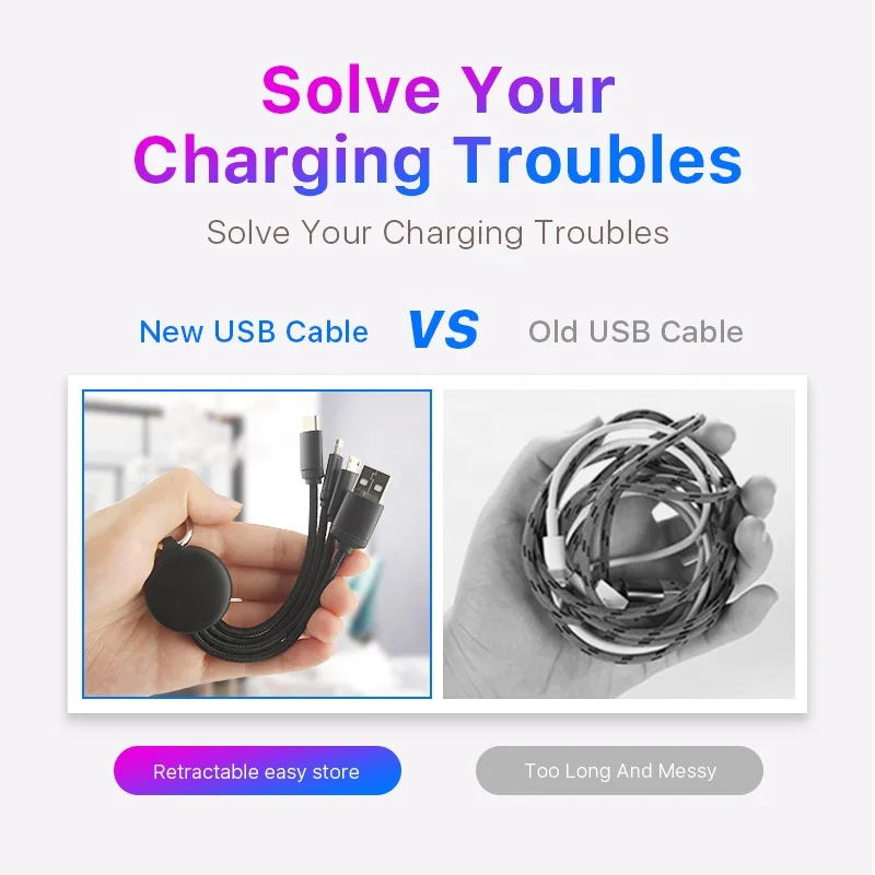 Индивидуальный логотип 3 в 1 Мини брелок USB кабель для передачи данных Iphone Samsung Android