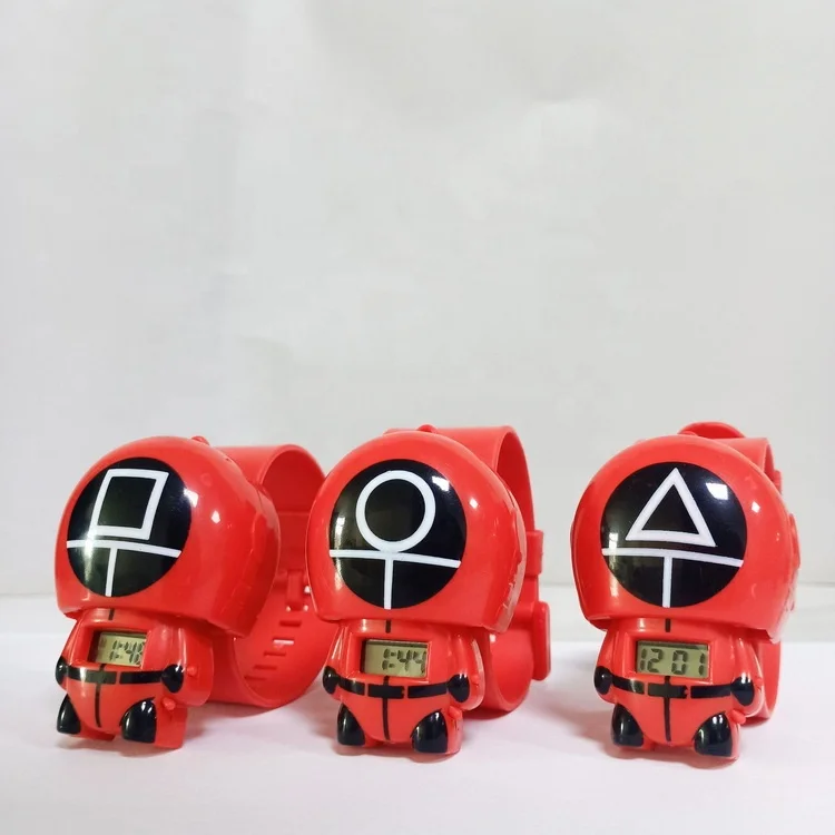 Хэллоуин Рождество Детские подарки игра кальмар Часы игрушки корейский Забавный мультяшный кальмар игра кальмар