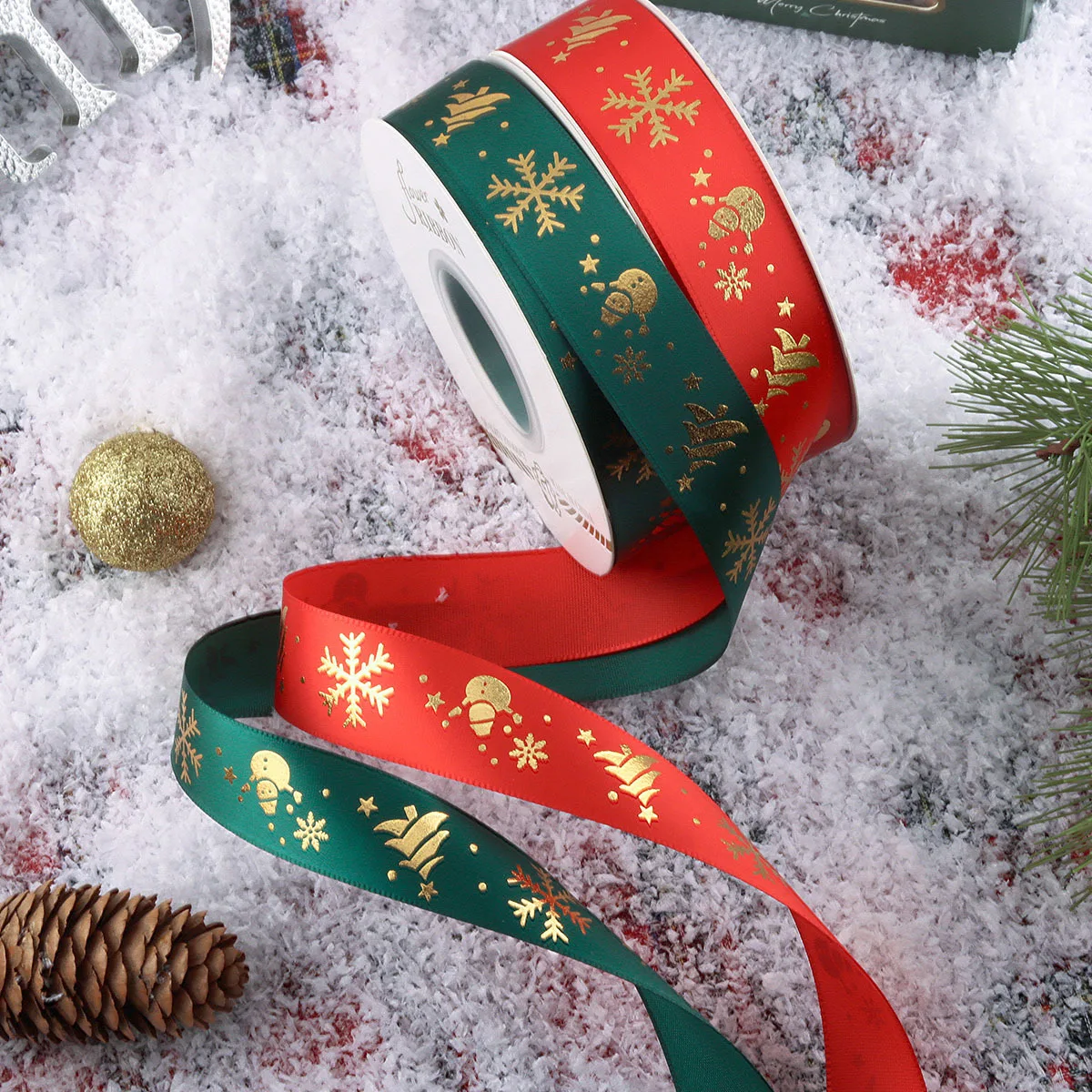 Factory Christmas Stocked Mixed Solid Colors 3-100MM Width Single Double Faced Smooth Satin Ribbon