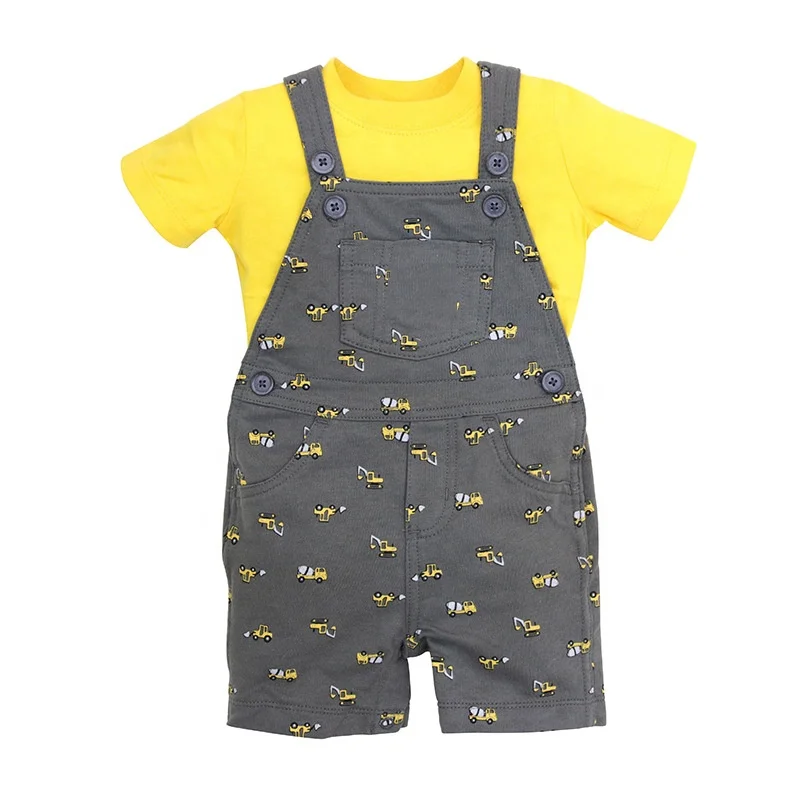 Fashion Design 2PCS Baby Romper Overalls Summer Cotton Jumpsuit Wholesale Baby Clothes With T Shirt Set