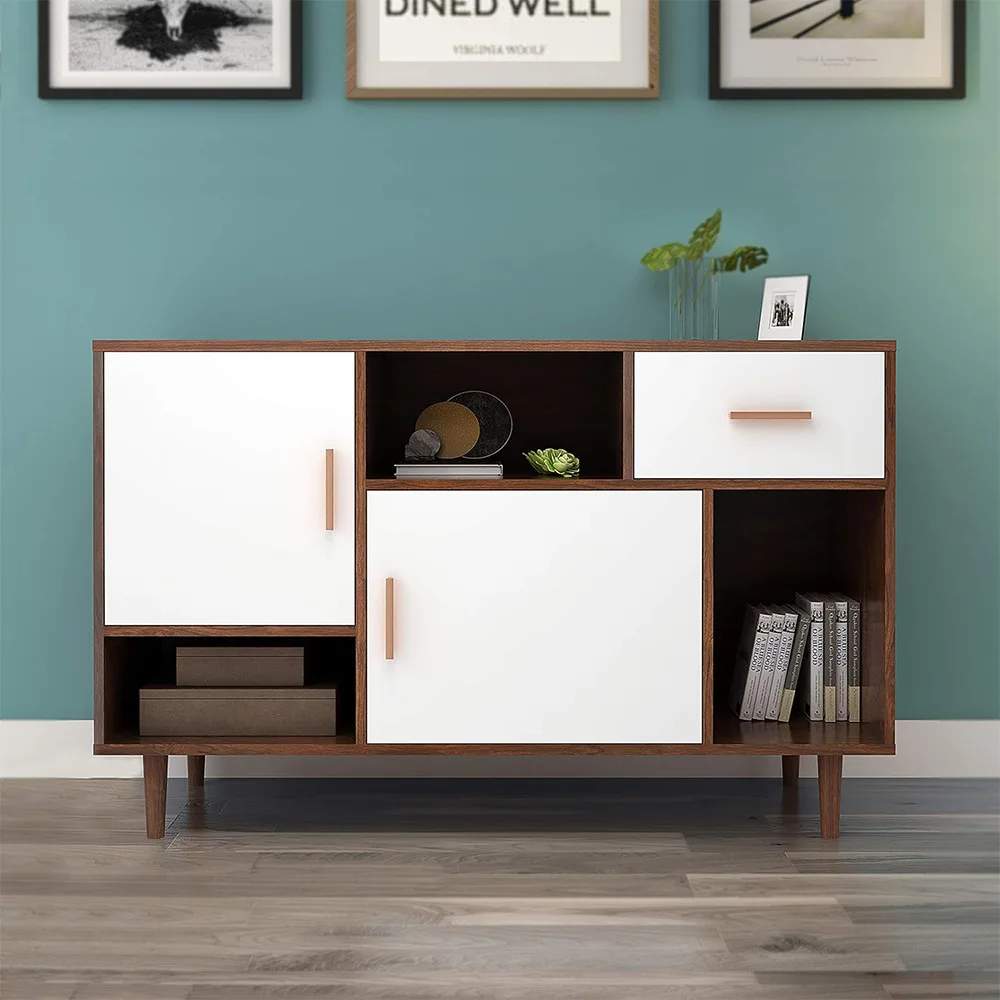 NBHY Modern Media Console TV Cabinet Living Room Wooden TV Stand Cabinet with Storage Shelf and Drawer