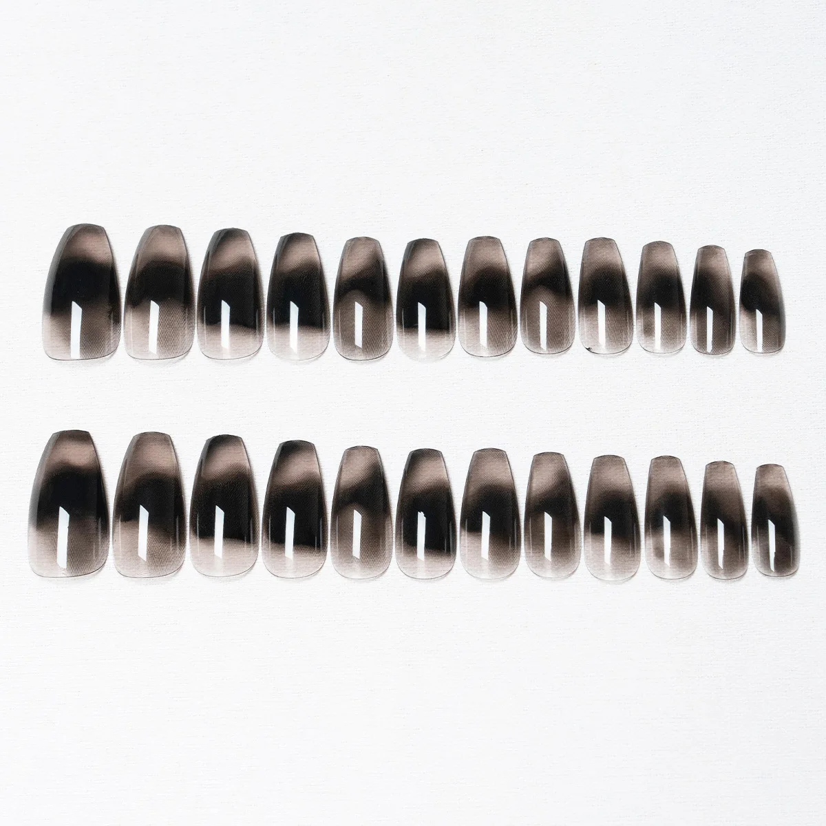 24 pieces/box French ballet actress coffin false nails  black tie-dye  wearable removable nails full coverage