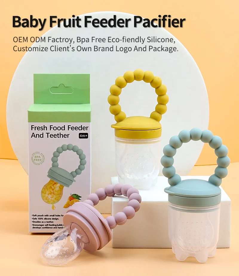 Factory Custom Logo Personalized Bpa Free Baby Silicone Pacifier Eco=friendly Food Grade Baby Fruit Pacifier For Babies