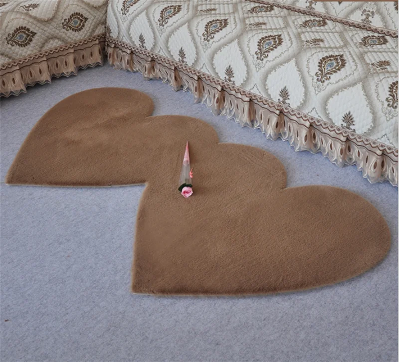 Heart shape fur rug large 2x2 soft meter faux fur rug sheepskin 8x10 rugs living room fluffy and fur