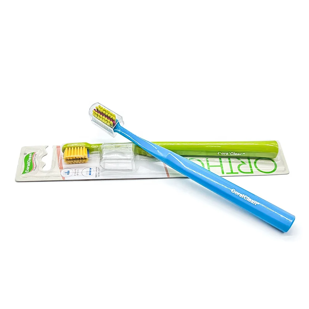 Customized Logo Oral Hygiene Care Orthodontic Tooth Brushes V-shaped Soft Bristles Dental Ortho Toothbrush for Braces