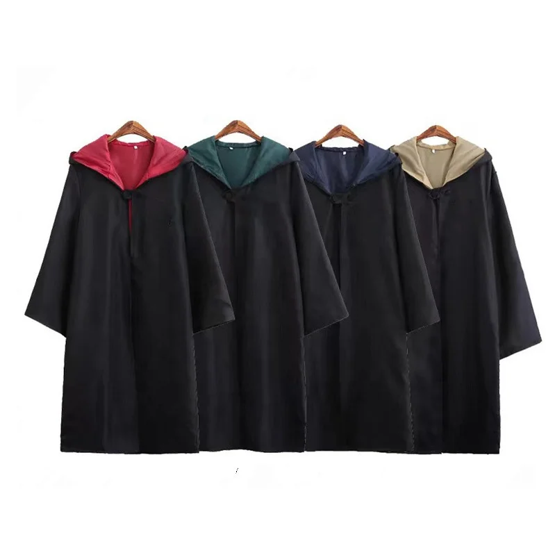 Halloween Party Cosplay Magic School Uniform Clothes Costume Wizard Black Blank Hooded Robe Cloak High School Graduation Robes