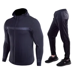 New Tracksuit mens sports suits gym running 2 piece set jacket and pants Fitness jogging suit male Bodybuilding sportswear