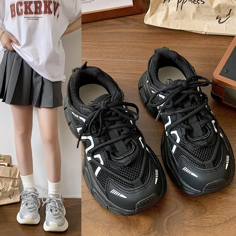 Women White Chunky Sneakers Designers Vulcanize Shoes Platform Running Sneakers Ladies Black Casual Shoes